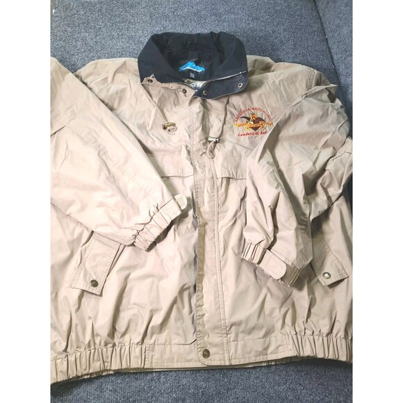 EUC Vintage  Full Zip Anheuser Busch Jacket Size 2XLT Mens Tan Hood Budweiser - Picture 1 of 9